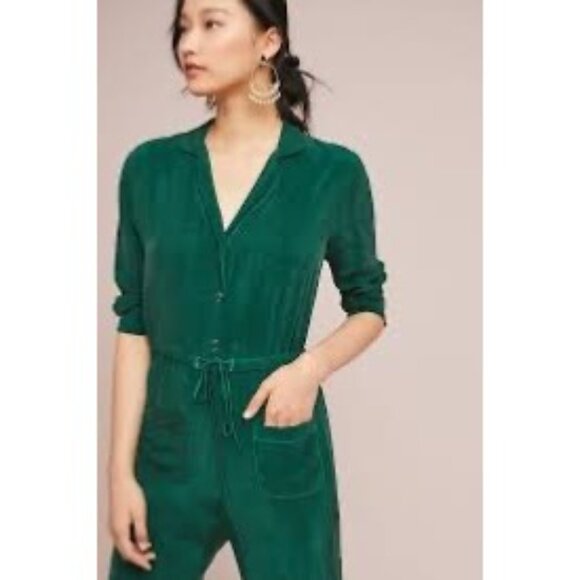 Anthropologie Corey Lynn Calter Talia Soft‎ Cupro Green Jumpsuit Size XS - Picture 3 of 8